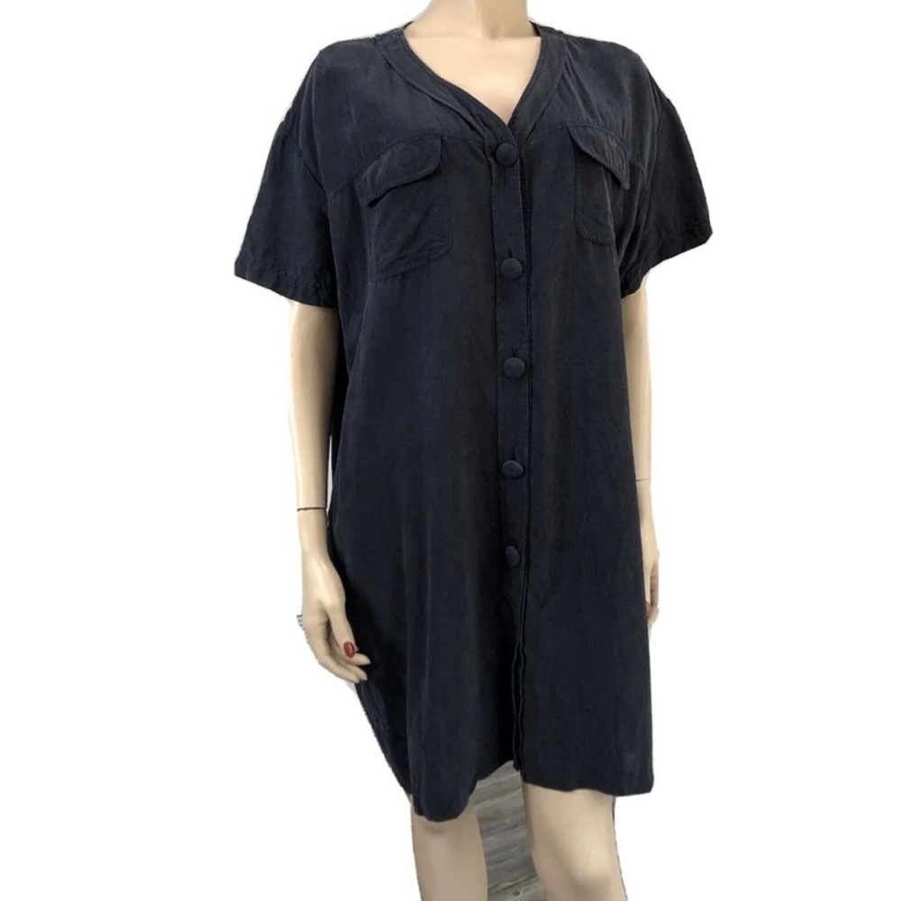 Women’s Petites shirt silky button front dress